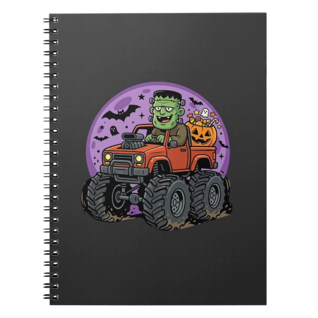 Cuaderno Diseño gráfico de camión monstruo de Frankenstein  (Frente)