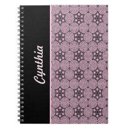 Cuaderno Diseño gráfico de Mandala en caja rosa y negra