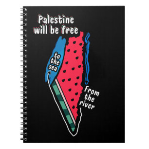 Cuaderno diseño gráfico de mapa de sandía de palestina colo