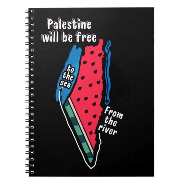 Cuaderno diseño gráfico de mapa de sandía de palestina colo (Frente)