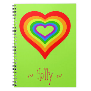 Cuaderno Diseño gráfico del corazón dulce del arco iris