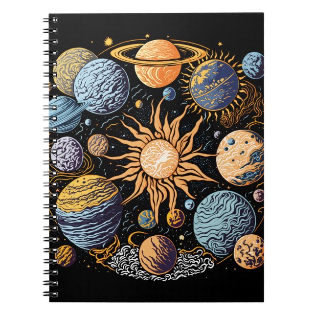 Cuaderno Diseño gráfico del sistema solar (Frente)