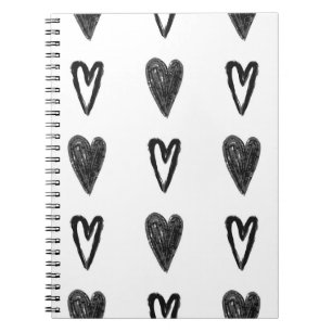 Cuaderno Diseño gráfico sin fisuras con corazones. Blac