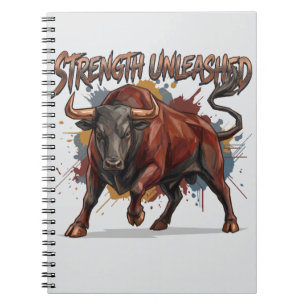 Cuaderno Diseño Gráfico Toro Cargando Fuerza Desatada