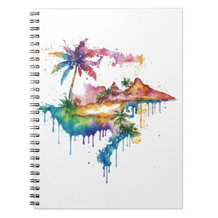 Cuaderno Diseño hawaiano con manchas coloridas