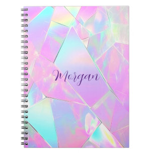 Cuaderno Diseño iridiscente de color azul verdoso y rosa, n