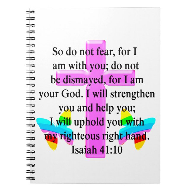 Cuaderno DISEÑO ISAIAH DE LA SCRIPTURA DE bonitos 41:10 (Frente)