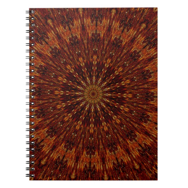 Cuaderno Diseño Kaleidoscope Patrón floral marrón oscuro (Frente)