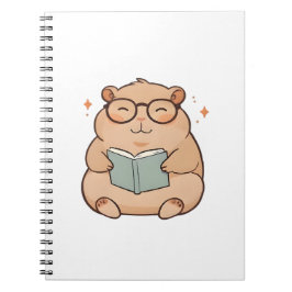 Cuaderno Diseño Kawaii de Capybara Leyendo con Gafas