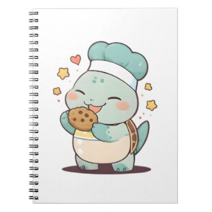 Cuaderno Diseño Kawaii de Chef Tortuga Lindo Comiendo Galle
