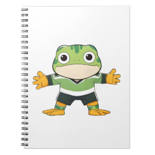 Cuaderno Diseño Kawaii de rana portera de fútbol lindo