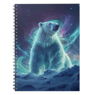 Cuaderno Diseño majestuoso de oso polar con luces boreales