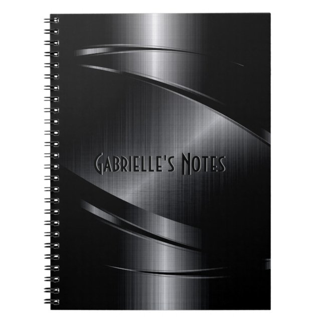 Cuaderno Diseño metálico negro Aspecto de acero inoxidable (Frente)