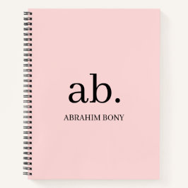Cuaderno Diseño minimalista de monograma de melocotón coral