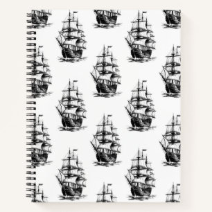 Cuaderno Diseño minimalista de patrón de barco velero
