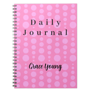 Cuaderno Diseño minimalista de tipografía con lunares rosad