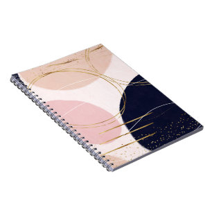 Cuaderno Diseño minimo rosa con tacos de oro y círculos m