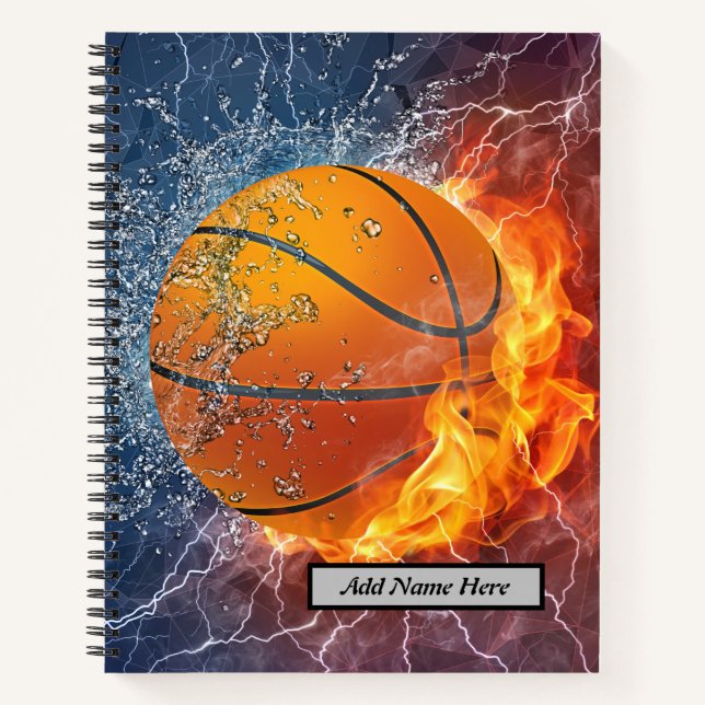 Cuaderno Diseño moderno de agua y hielo en el baloncesto Gu (Anverso)