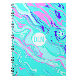 Cuaderno Diseño moderno de efecto azul, rosa y mármol púrpu