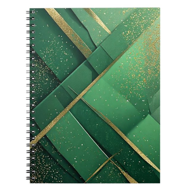Cuaderno 💚 Diseño Moderno Elegante Abstracto Brillante Ver (Frente)