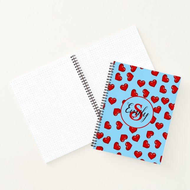 Cuaderno diseño monocromático rojo de diseño sobre azul acu (Interior)