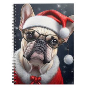 Cuaderno Diseño Navideño de Santa con adorable Bulldog Fran