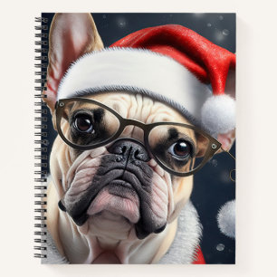 Cuaderno Diseño Navideño de Santa con adorable Bulldog Fran