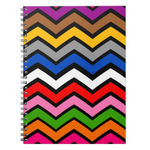 Cuaderno Diseño negro de zigzag Chevron multicolor