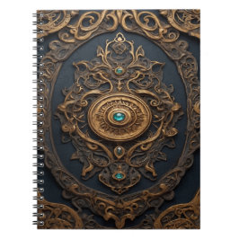 Cuaderno Diseño ordenado en oro antiguo y azul