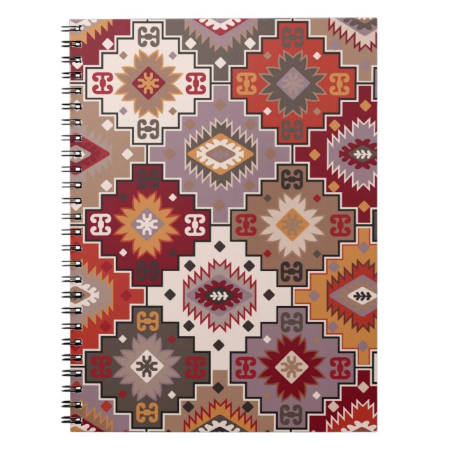 Cuaderno Diseño original de alfombra persa, textura tribal. (Frente)