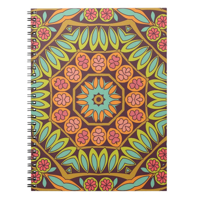 Cuaderno Diseño ornamento floral abstracto brillante. (Frente)