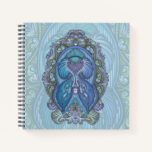 Cuaderno Diseño Ornate Blue & Verde azulado Mandala