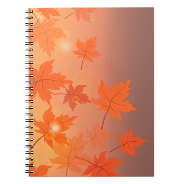 Cuaderno Diseño otoñal con hojas de arce y efecto bokeh (Frente)