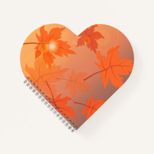 Cuaderno Diseño otoñal con hojas de arce y efecto bokeh