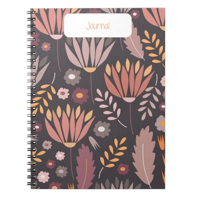Cuaderno Diseño para portátiles bohemias de flores gitanas (Frente)