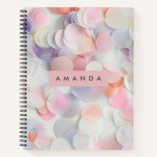 Cuaderno Diseño Personalizado de Confeti Suave Pastel (Anverso)