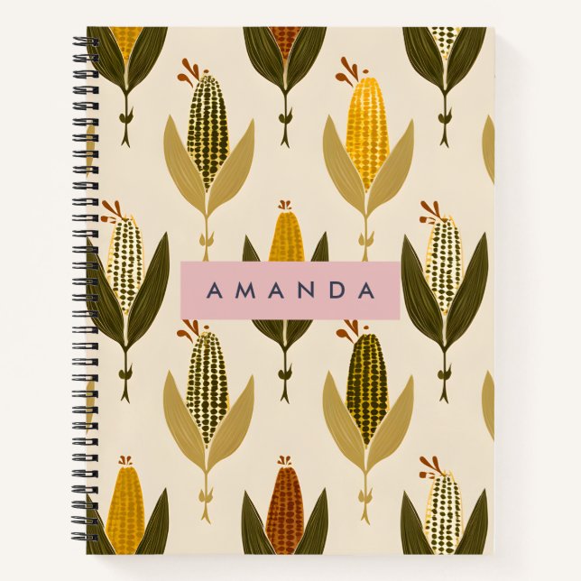 Cuaderno Diseño personalizado de cosecha rústica de maizal (Anverso)