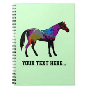 Cuaderno Diseño personalizado del caballo de raza en verde