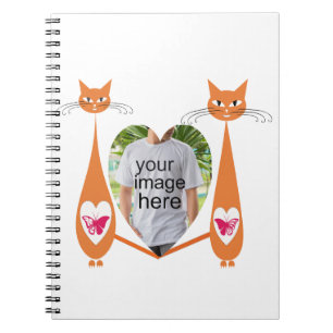 Cuaderno Diseño personalizado editable Cat Love Heart
