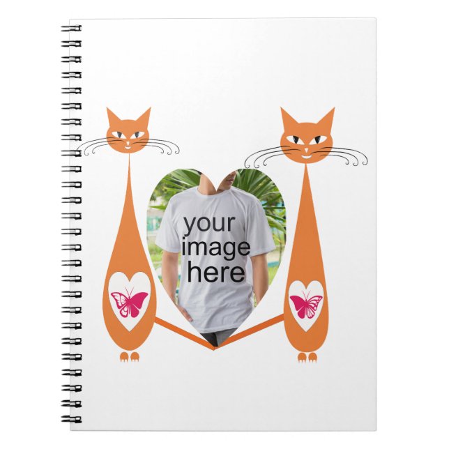 Cuaderno Diseño personalizado editable Cat Love Heart (Frente)