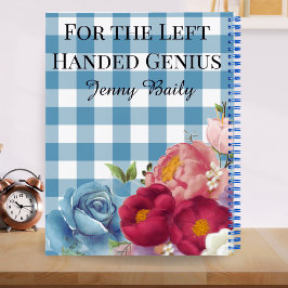 Cuaderno Diseño Personalizado Floral de Cuadros Azules para