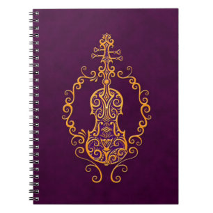 Cuaderno Diseño púrpura de oro complejo del violín