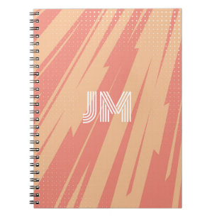 Cuaderno Diseño retro abstracto rosa y naranja