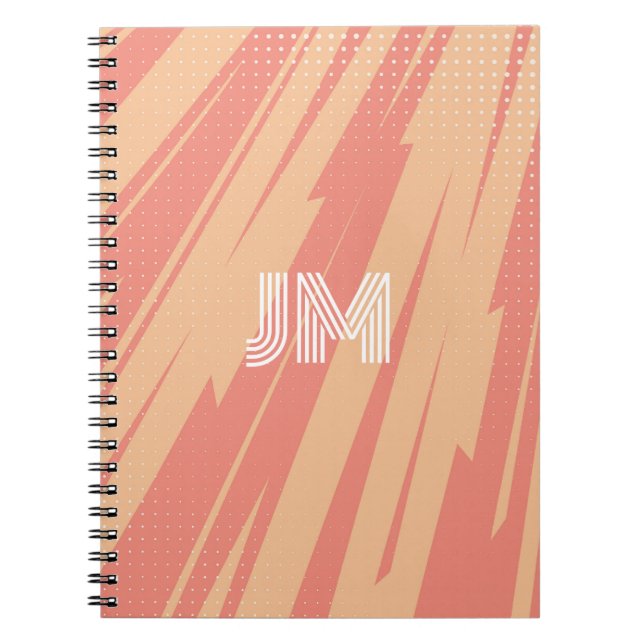 Cuaderno Diseño retro abstracto rosa y naranja (Frente)