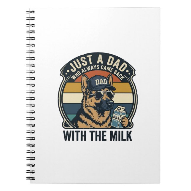 Cuaderno Diseño Retro de Camiseta de Leche de Pastor Alemán (Frente)