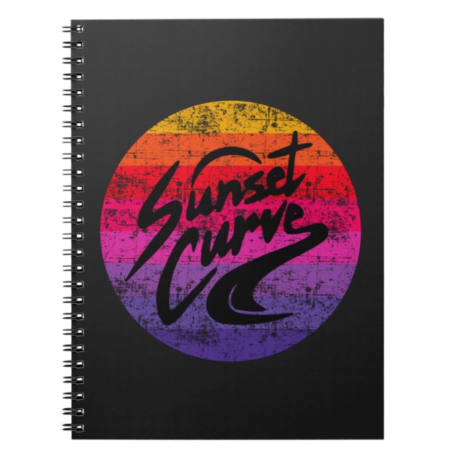Cuaderno Diseño retro de curva de atardecer (Frente)