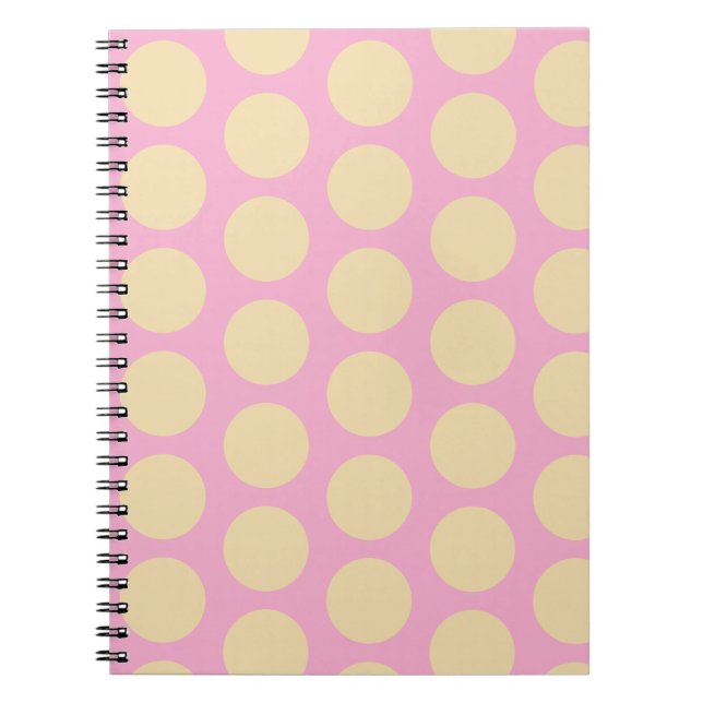 Cuaderno Diseño Retro de Lunares Rosa y Amarillo  (Frente)