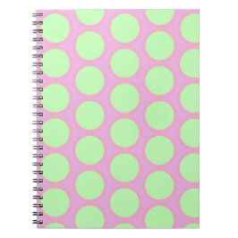 Cuaderno Diseño Retro de Lunares Rosa y Verde 