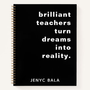 Cuaderno Diseño Retro en Blanco y Negro de Profesor Brillan