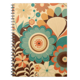 Cuaderno Diseño retro vintage de color marrón floral beizan